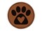 Paw Print with Heart Dog Round Iron-On Engraved Faux Leather Patch Applique - 2.5"